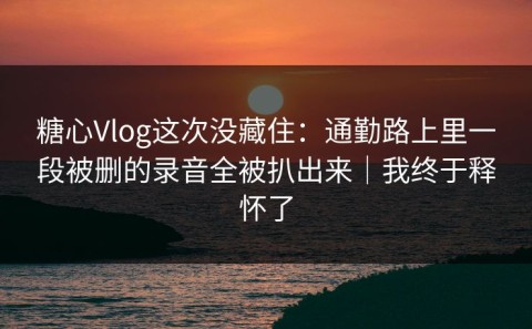 糖心Vlog这次没藏住：通勤路上里一段被删的录音全被扒出来｜我终于释怀了