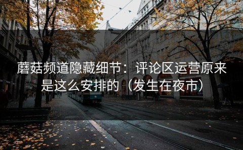 蘑菇频道隐藏细节：评论区运营原来是这么安排的（发生在夜市）