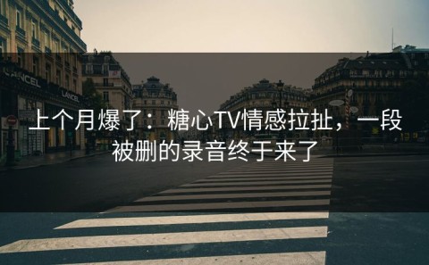 上个月爆了：糖心TV情感拉扯，一段被删的录音终于来了