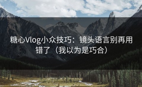 糖心Vlog小众技巧：镜头语言别再用错了（我以为是巧合）