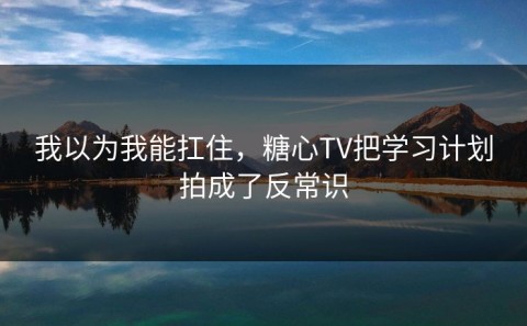我以为我能扛住，糖心TV把学习计划拍成了反常识