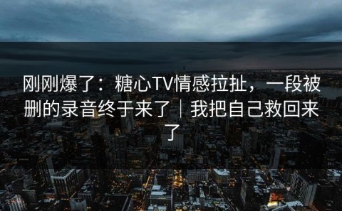 刚刚爆了：糖心TV情感拉扯，一段被删的录音终于来了｜我把自己救回来了
