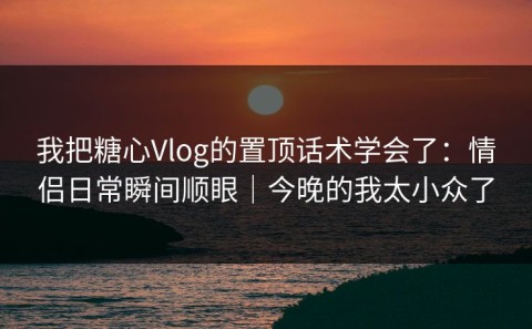 我把糖心Vlog的置顶话术学会了：情侣日常瞬间顺眼｜今晚的我太小众了