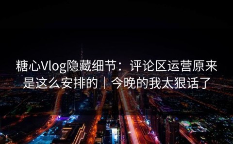 糖心Vlog隐藏细节：评论区运营原来是这么安排的｜今晚的我太狠话了