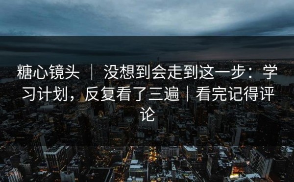 糖心镜头 ｜ 没想到会走到这一步：学习计划，反复看了三遍｜看完记得评论