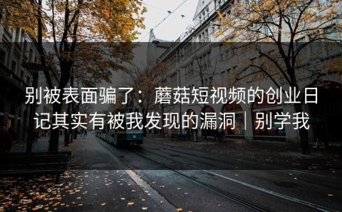 别被表面骗了：蘑菇短视频的创业日记其实有被我发现的漏洞｜别学我