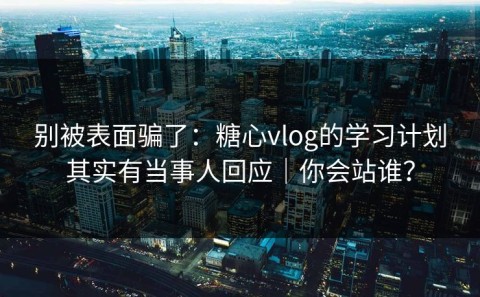 别被表面骗了：糖心vlog的学习计划其实有当事人回应｜你会站谁？