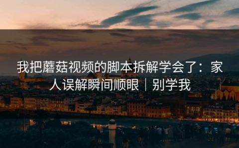 我把蘑菇视频的脚本拆解学会了：家人误解瞬间顺眼｜别学我