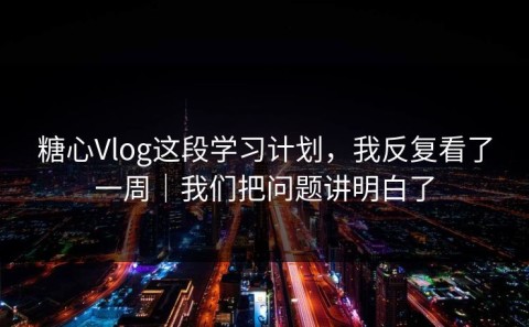 糖心Vlog这段学习计划，我反复看了一周｜我们把问题讲明白了