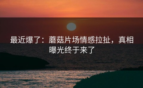 最近爆了：蘑菇片场情感拉扯，真相曝光终于来了