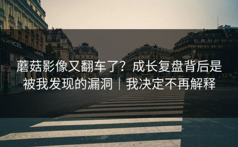 蘑菇影像又翻车了？成长复盘背后是被我发现的漏洞｜我决定不再解释