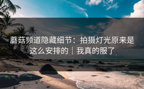 蘑菇频道隐藏细节：拍摄灯光原来是这么安排的｜我真的服了