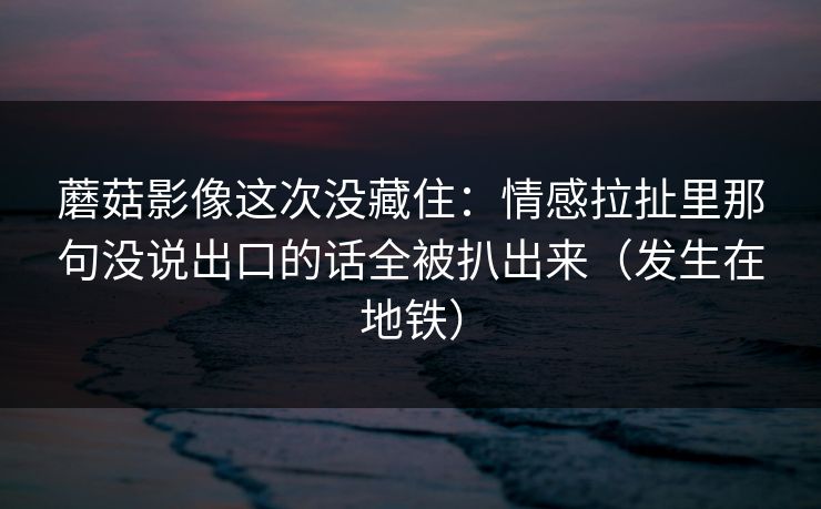 蘑菇影像这次没藏住:情感拉扯里那句没说出口的话全被扒出来(发生在地铁) 蘑菇影像这次没藏住:情感拉扯里那句没说出口的话全被扒出来(发生在地铁)