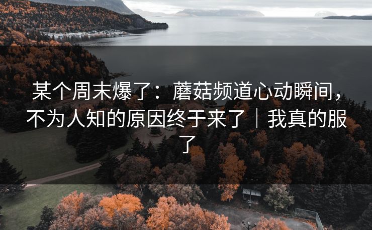 某个周末爆了:蘑菇频道心动瞬间,不为人知的原因终于来了|我真的服了 某个周末爆了:蘑菇频道心动瞬间,不为人知的原因终于来了|我真的服了