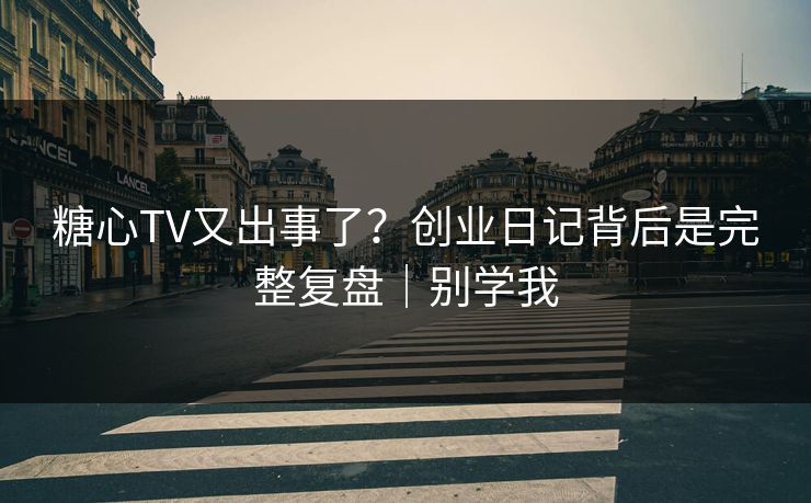 糖心TV又出事了?创业日记背后是完整复盘|别学我 糖心TV又出事了?创业日记背后是完整复盘|别学我
